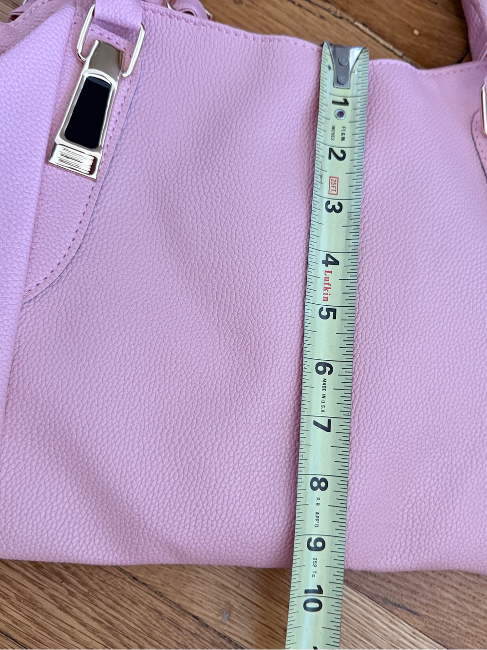 Light Pink Faux Leather Satchel Shoulder Bag Gold Hardware NWOT - Picture 8 of 9